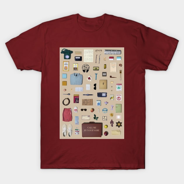 Call Me by Your Name - Objects T-Shirt by JordanBoltonDesign
